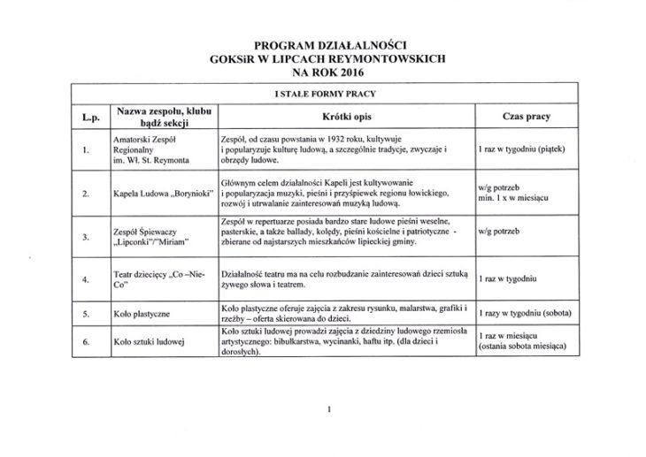 program działania - 1